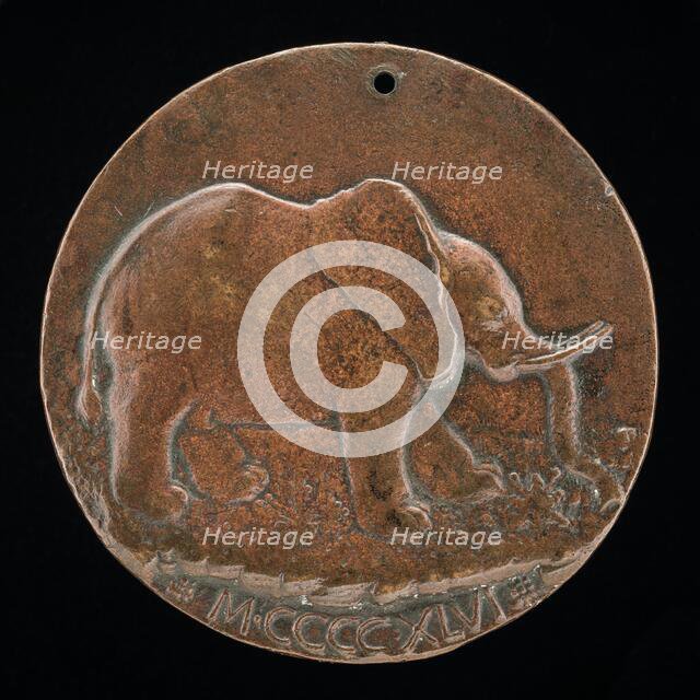 The Malatesta Elephant in a Meadow [reverse], 1446. Creator: Matteo di Andrea de Pasti.