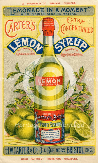 Carter’s Lemon Syrup, 19th century. Artist: Unknown