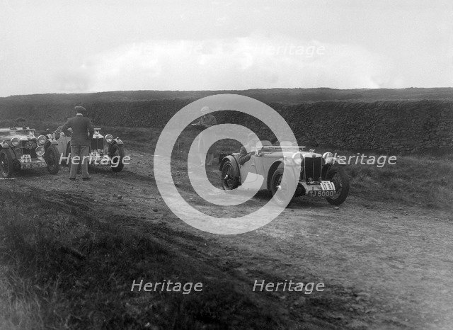 Cream Cracker Team MG PAs of Maurice Toulmin and Jack Bastock, Sunbac Inter-Club Team Trial, 1935. Artist: Bill Brunell.