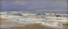 Gray weather day at the North Sea with surf, 1890. Creator: Thorvald Niss.