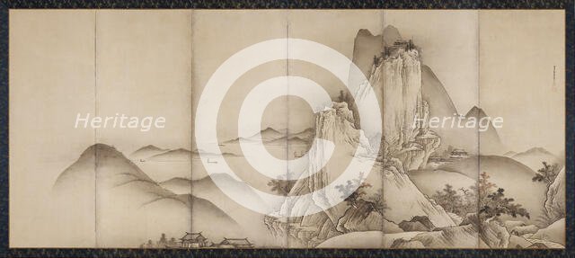 Landscape with Travelers on Mountain Paths, about 1650. Creator: Unkoku Toyo.