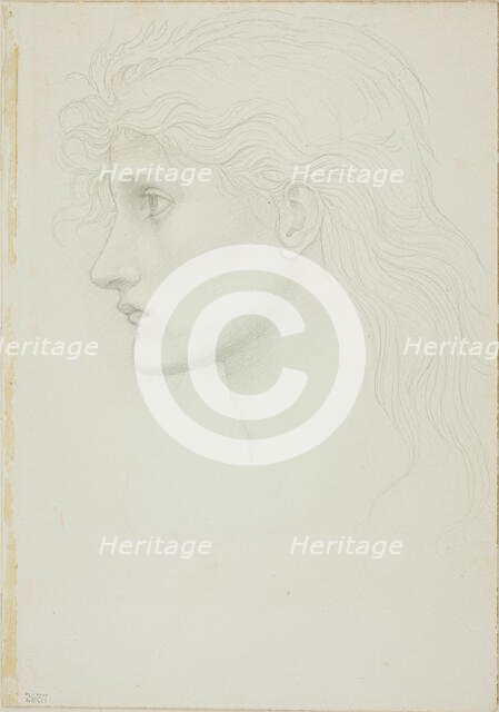 Head of Girl Facing Left, c. 1873-77. Creator: Sir Edward Coley Burne-Jones.