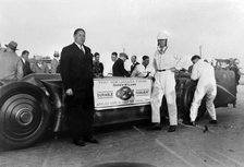 Henry Segrave and Golden Arrow at Daytona 1929 promoting Opex Lacquer. Creator: Unknown.