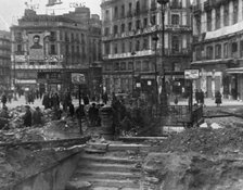 Spanish Civil War 1936-39. Madrid, effects of a bomb from a plane, in the subway entrance of the …