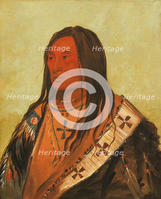 Táh-zee-keh-dá-cha, Torn Belly, a Distinguished Brave, 1832. Creator: George Catlin.