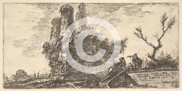 Plate 27: Tomb of the three Curiatii brothers in Albano (Sepolcro delle tre fratelli C..., ca. 1748. Creator: Giovanni Battista Piranesi.