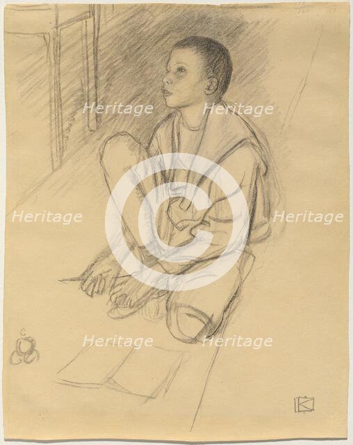 The Artist's Son Wolf Crouching on the Floor, 1900. Creator: Leopold Kalckreuth.