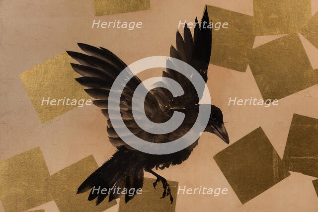 Flight of crows in a snow storm. Creator: Mochizuki Gyokusen.