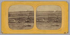 Stereograph of deceased Confederate soldiers near a fence at Antietam, Maryland, 1862. Creator: Alexander Gardner.