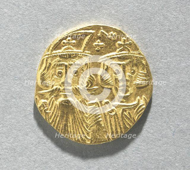 Solidus with Busts of Constans II and Constantine IV (obverse), 659-661. Creator: Unknown.