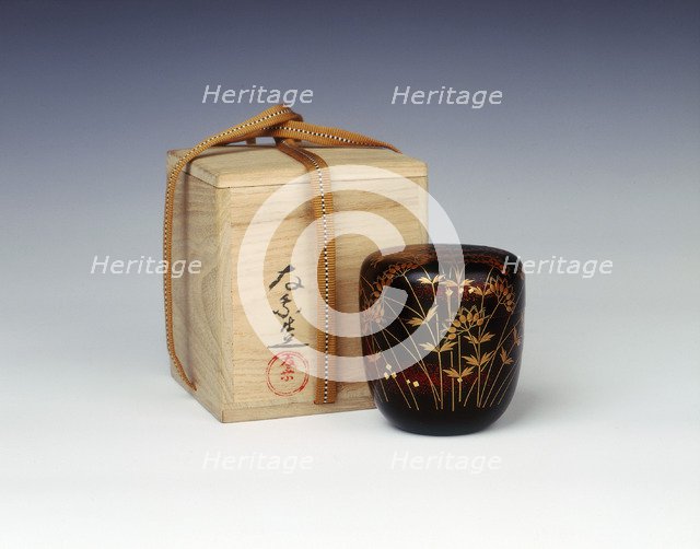 Lacquer natsume with original box signed 'Ujo Gota', 1970-1979. Artist: Unknown