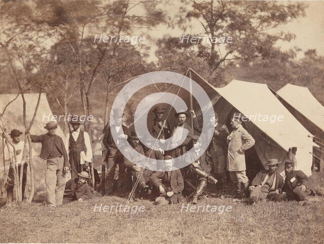 Group at Secret Service Department, Headquarters, Army of the Potomac, Antietam, October 1862, 1862. Creator: Alexander Gardner.