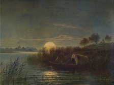 'River Scene by Moonlight, with Boat', 1879, (1935). Artist: Arthur Gilbert.