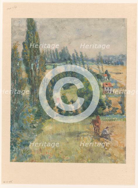 Landscape with a resting farmer with a horse, 1874-1918. Creator: Martinus van Andringa.
