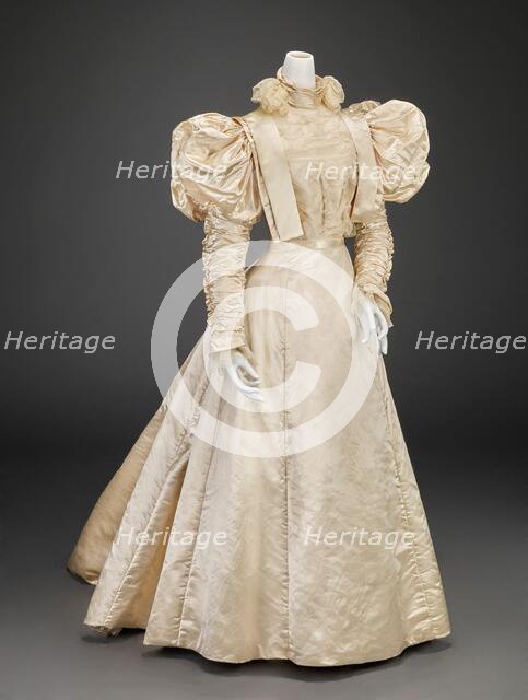 Wedding Dress (Bodice, Skirt), about 1896. Creator: Unknown.