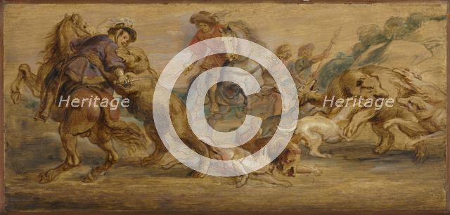Study for "The Bear Hunt" (for the Alcázar, Madrid), c. 1639. Creator: Peter Paul Rubens (Flemish, 1577-1640).