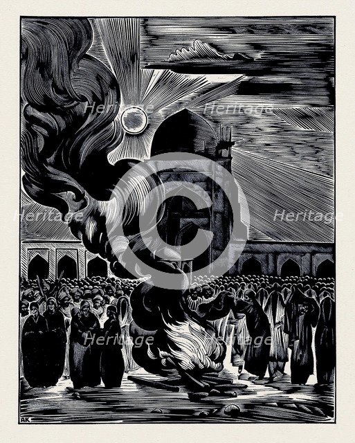 The Liberation of Muslim Women. Burning the Veil, 1928. Artist: Kravchenko, Alexei Ilyich (1889-1940)