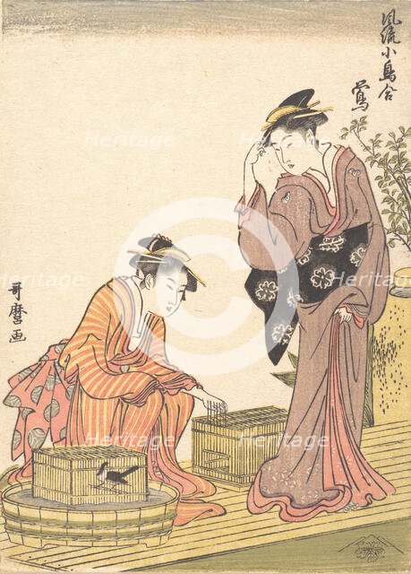 Japanese Bush Warbler, 1754-1806. Creator: Kitagawa Utamaro.