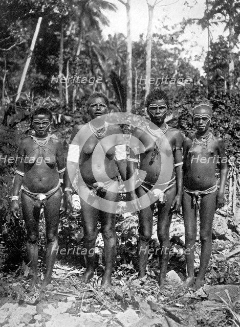 Women in festival attire, Melanesia, 1920.Artist: George Brown