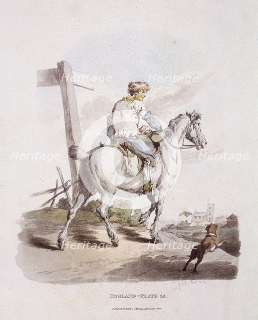 A butcher's boy riding a horse, Provincial Characters, 1813. Artist: Anon