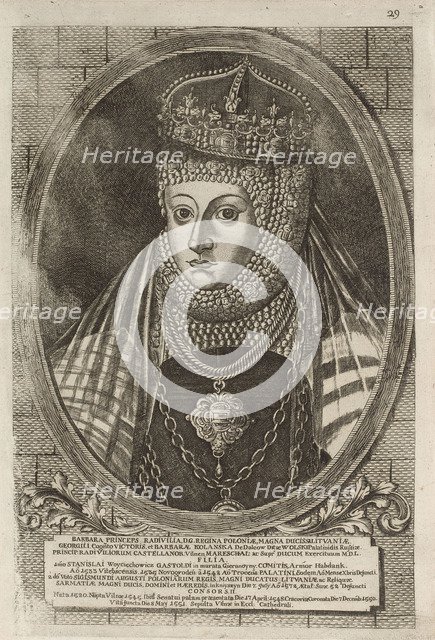 Barbara Radziwill (1520-1551), Queen of Poland. From: Icones Familiae Ducalis Radivilianae, 1758.