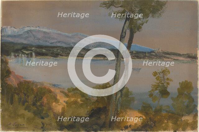 Mountains Seen beyond a Lake. Creator: Alphonse Legros.