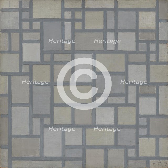 Composition: Light Colour Planes with Grey Lines (Composition with Grid 7), 1919. Creator: Mondrian, Piet (1872-1944).