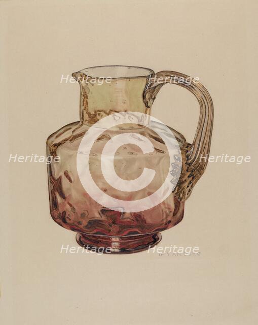 Pitcher (Amberina), 1935/1942. Creator: George Yanosko.
