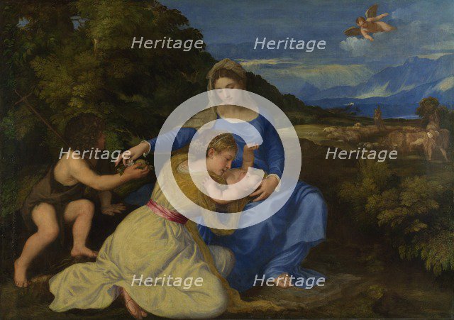 The Virgin and Child with the young Saint John the Baptist (The Aldobrandini Madonna), ca 1532. Artist: Titian (1488-1576)