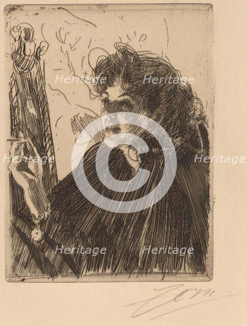 Girl with Cigarette, 1891. Creator: Anders Leonard Zorn.