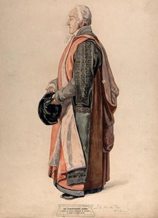 A doctor of physic of Oxford in his ceremonial robes, Oxford, c1820s. Creator: Unknown.