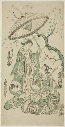 The Actors Sanogawa Ichimatsu I as Soga no Goro and Ikushima Daikichi II as Kewaizaka no S..., 1748. Creator: Torii Kiyomasu.