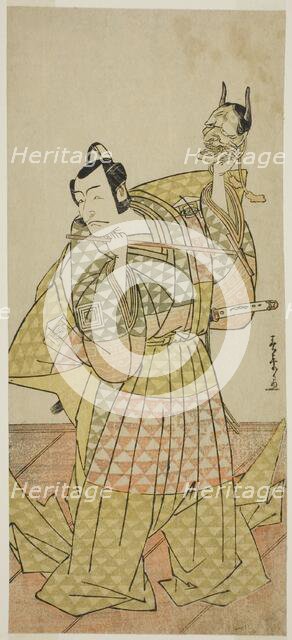 The Actor Ichikawa Danjuro V as Kudo Suketsune in the Play Kaido Ichi Yawaragi Soga..., c. 1778. Creator: Shunsho.