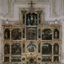 Paintings of the main altarpiece of the church of San Juan de los Reyes.