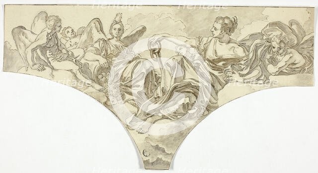 Spandrel Decoration with Seated Allegorical Figures of Hope and Concord, n.d. Creator: Unknown.