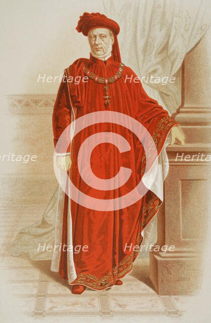 Knight of the Distinguished Order of the Golden Fleece in ceremonial dress, 1865.  Creator: Unknown.