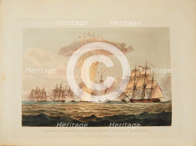 The naval battle at Cape Santa Maria on October 5, 1804. Creator: Sutherland, Thomas (1785-1838).