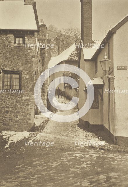 [Snow on roofs, alleyway]. From the album: Photograph album - England, 1920s. Creator: Harry Moult.