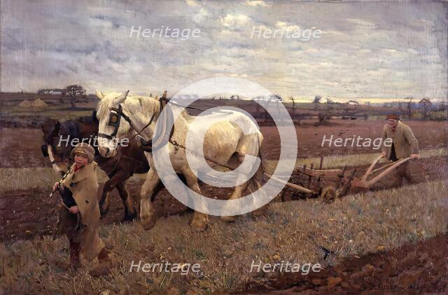 Ploughing, 1889. Creator: George Clausen.
