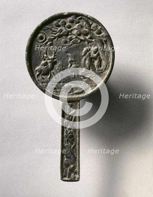 Narrative Mirror with Handle, early 12th Century - mid 14th Century. Creator: Unknown.