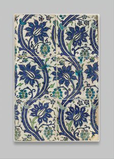 Tile Panel with Wavy-vine Design, Syria, 16th-17th century. Creator: Unknown.