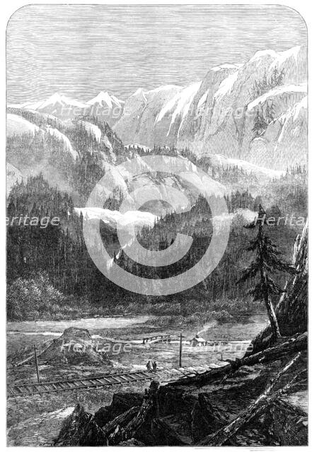 Central Pacific Railway of America: valley in the Sierra Nevada, 1870. Creator: Unknown.