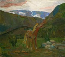 Horse in the Mountains, probably 1902. Creator: Oluf Wold-Torne.