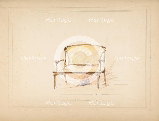 Design for Art Nouveau Loveseat with Caning, 19th century. Creator: Anon.