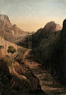 Transporting artillery through a mountain pass, Afghanistan. Creator: Unknown.