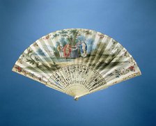 Folding paper fan with Rebecca and Eliezer at the well, c.1745-c.1755.  Creator: Anon.