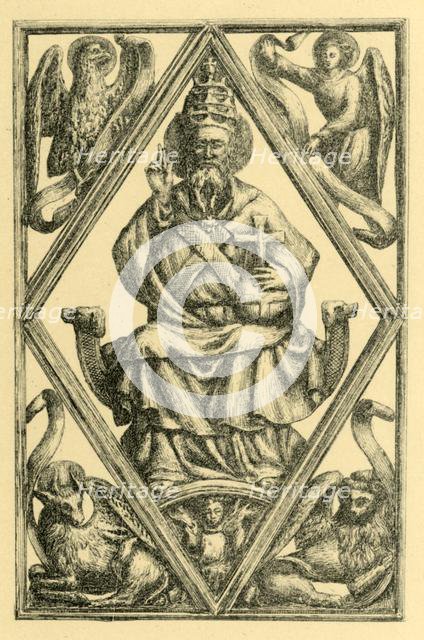 Ivory book cover depicting God the Father, early 15th century, (1881).  Creator: J Brooke.