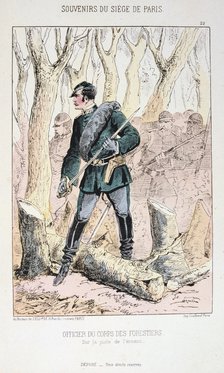 'Officier du Corps des Forestiers', Siege of Paris, Franco-Prussian War, 1870-1871.  Artist: Anon
