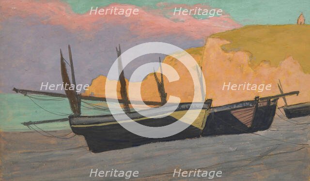 Barques à Étretat, 1902. Creator: Auburtin, Jean Francis (1866-1930).