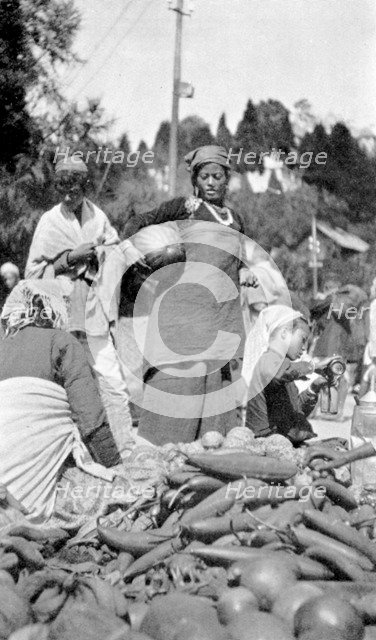 A food market in Darjeeling, West Bengal, India, c1910. Artist: Unknown